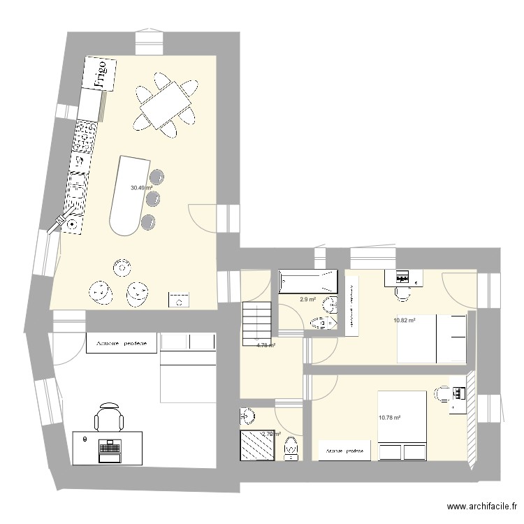 Maison habitation principale cuisine différente DEUX SDB. Plan de 0 pièce et 0 m2