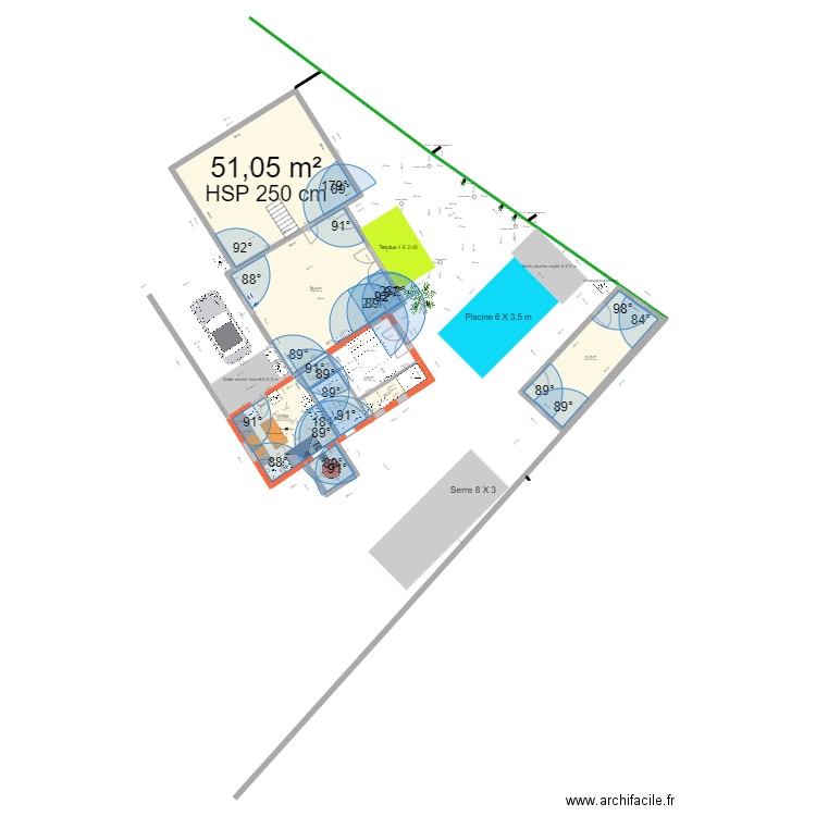 extension projet15 avec plan cadastre. Plan de 7 pièces et 150 m2