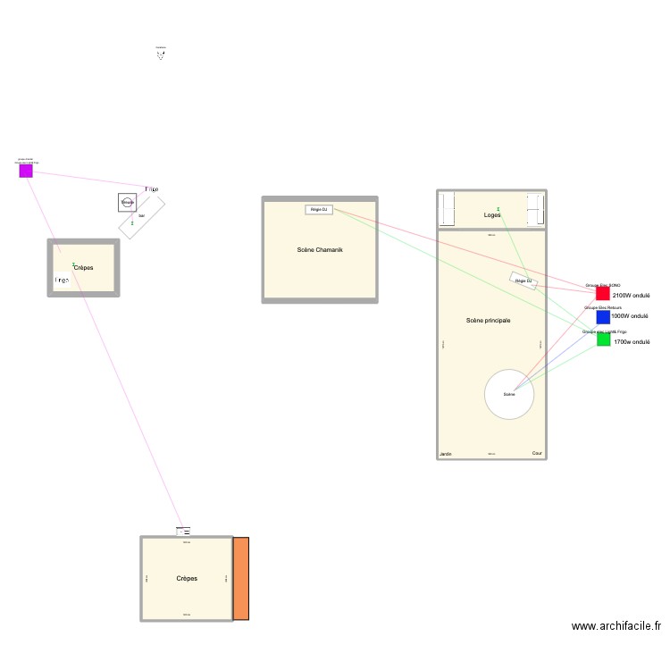 Plan elec Fête sauvage. Plan de 1 pièce et 89 m2