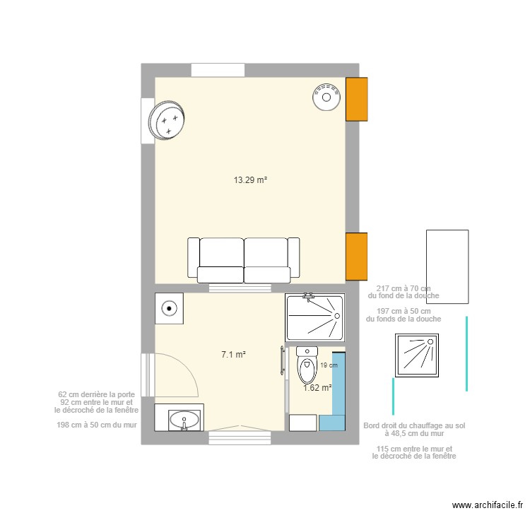 Grrr RdC 2023 - 10 (douche 110x90) bis. Plan de 3 pièces et 22 m2