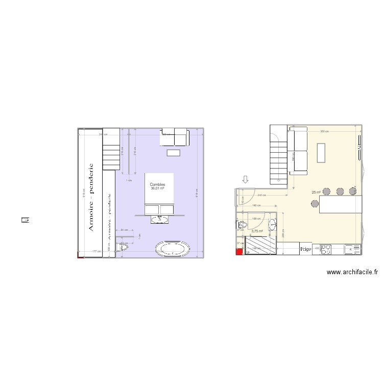vallon amenagement r+2 comble. Plan de 0 pièce et 0 m2