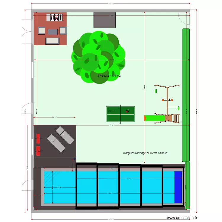 projet piscine coffret. Plan de 