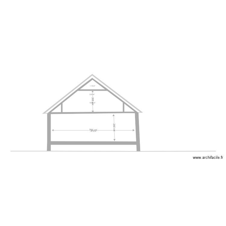 coupe transversale. Plan de 4 pièces et 41 m2