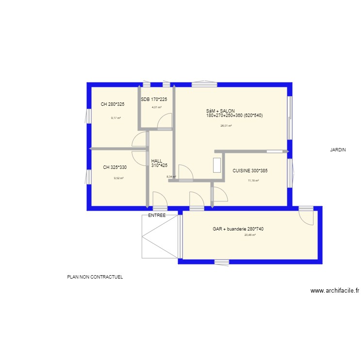 SAINT AUBIN. Plan de 7 pièces et 89 m2