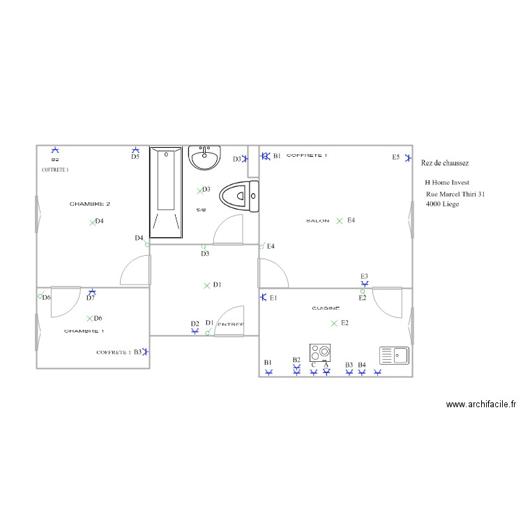 MARCEL. Plan de 7 pièces et 60 m2