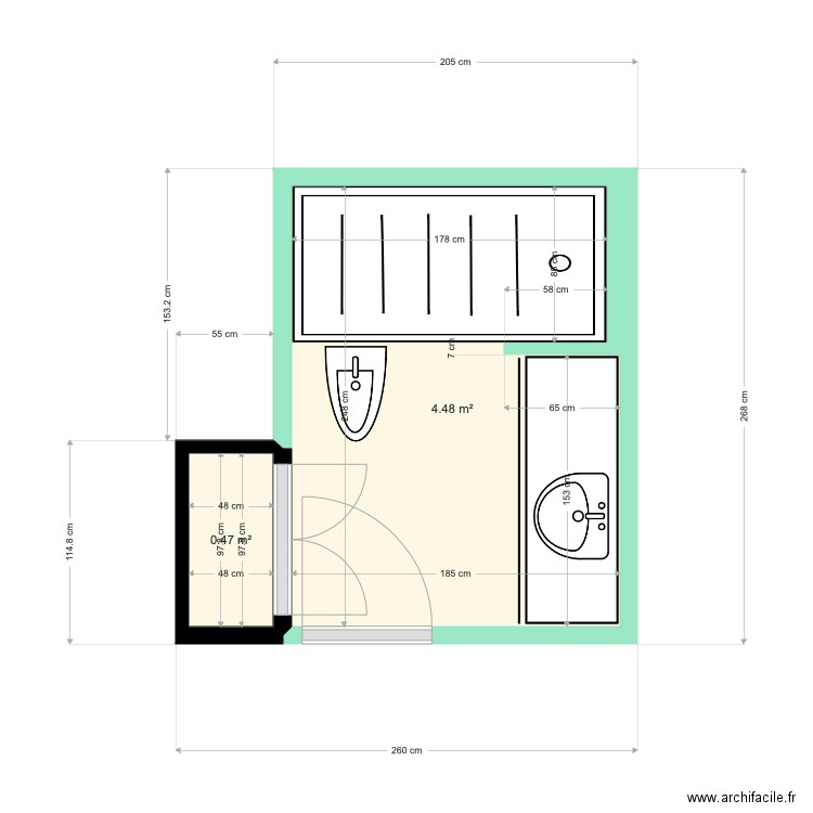 SDB Castelnau. Plan de 0 pièce et 0 m2