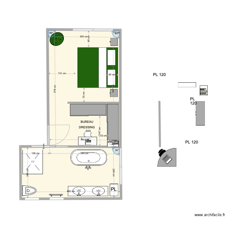 ARNOUL CHAMBRE 3.4. Plan de 1 pièce et 32 m2