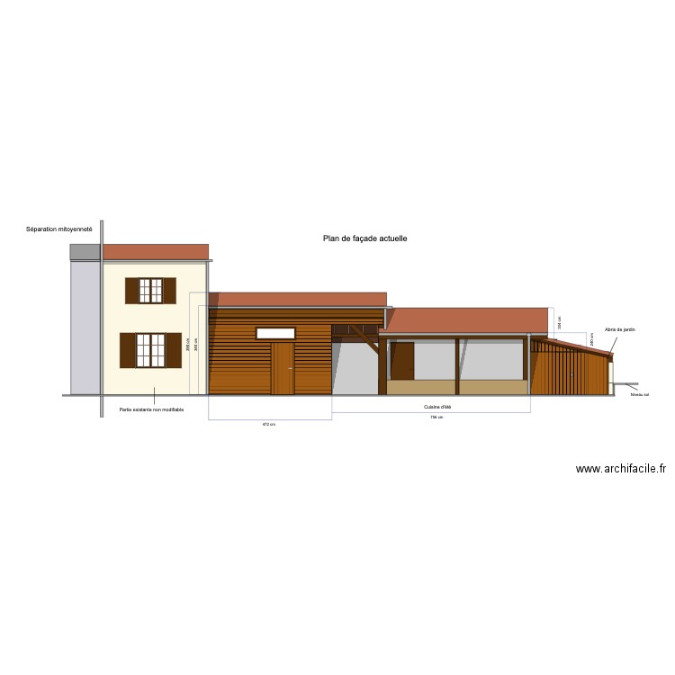 Plan sud projetée. Plan de 0 pièce et 0 m2