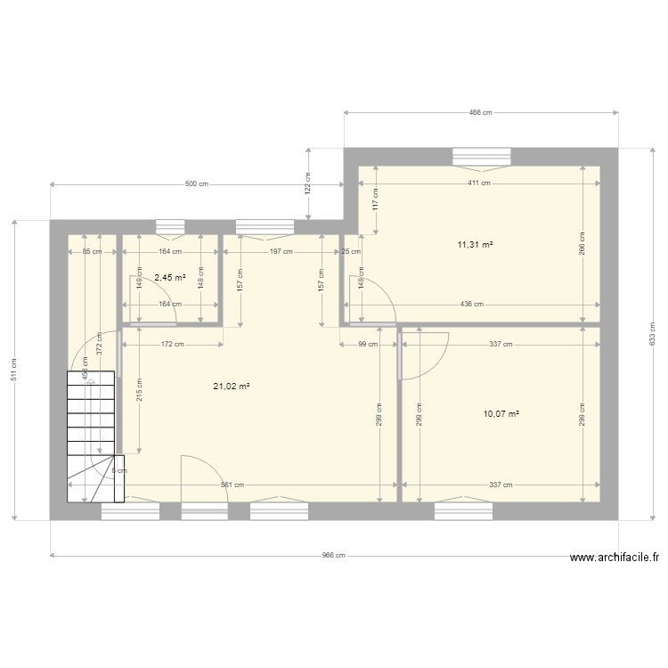 Stéphanie Brun Pontoux. Plan de 4 pièces et 45 m2