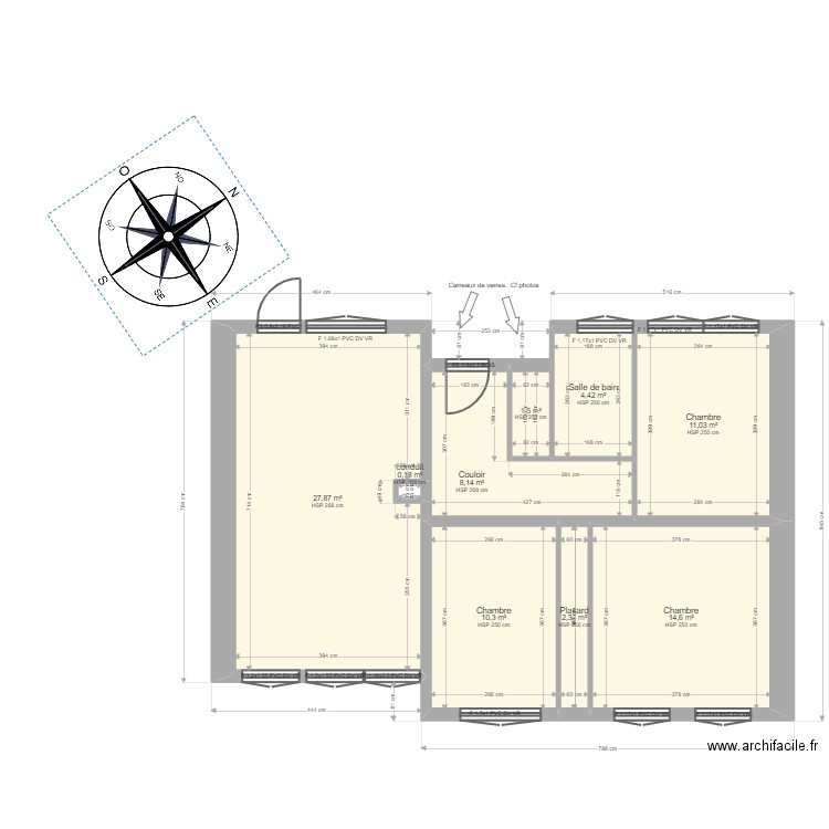 Arnoux. Plan de 9 pièces et 80 m2