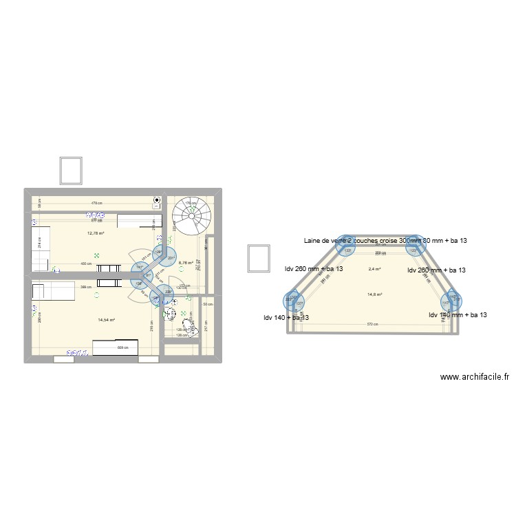 sci etg2 . Plan de 5 pièces et 53 m2