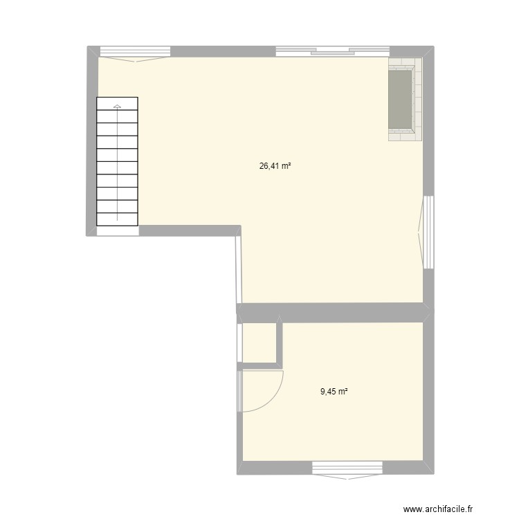 salon le caillou. Plan de 2 pièces et 36 m2