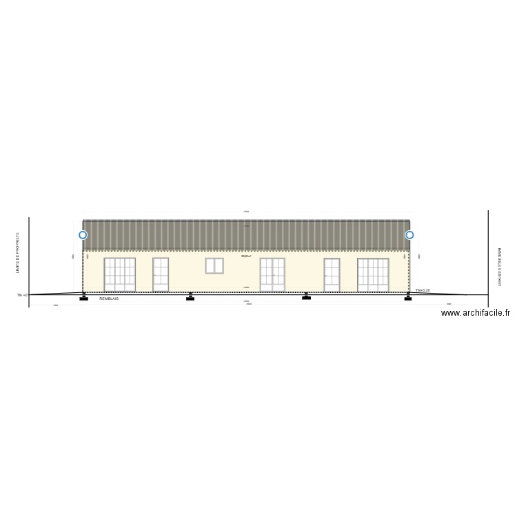 PROFIL DU TERRAIN. Plan de 1 pièce et 96 m2