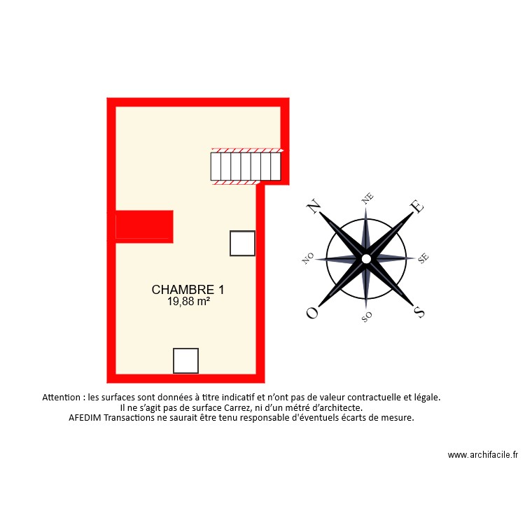 BI8021 CHAMBRE. Plan de 3 pièces et 22 m2