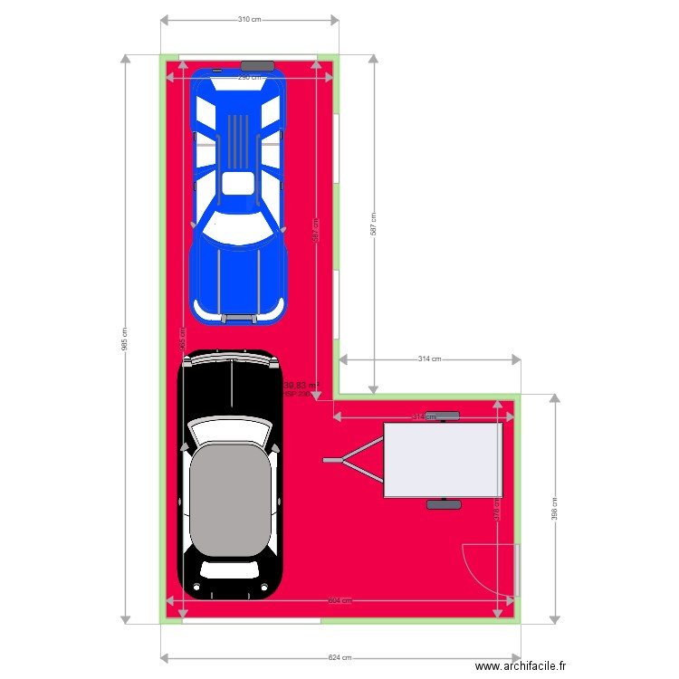 garage deux vehicule st tg. Plan de 1 pièce et 40 m2