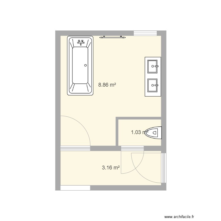 Bully toilette ds sdb. Plan de 0 pièce et 0 m2