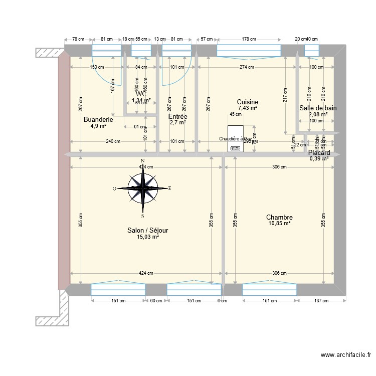 LUMALE. Plan de 8 pièces et 45 m2