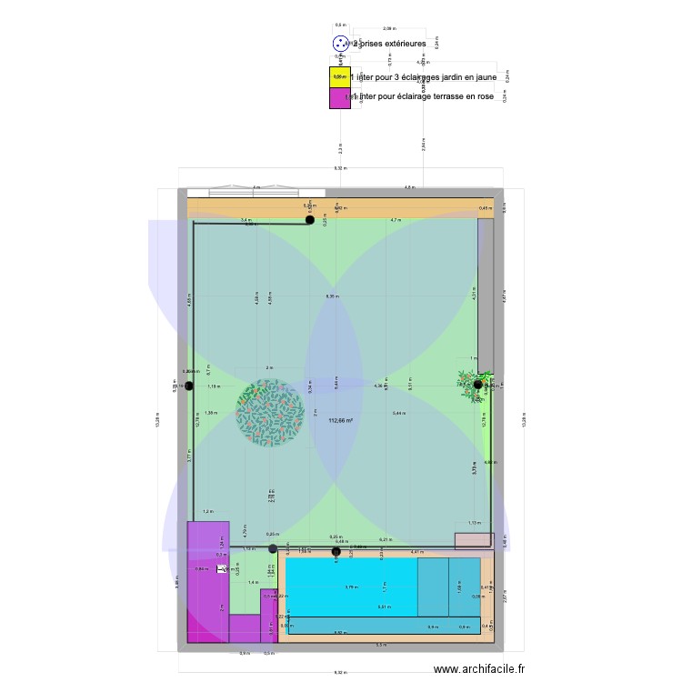 Jardin dernier avec arrosage B. Plan de 1 pièce et 113 m2