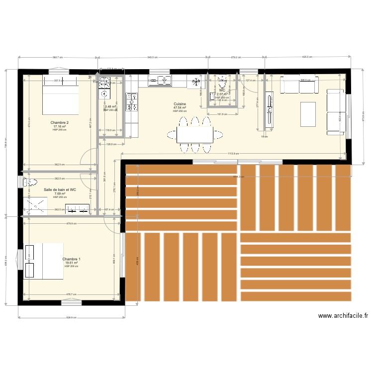 maison container T3 terrasse D. Plan de 0 pièce et 0 m2