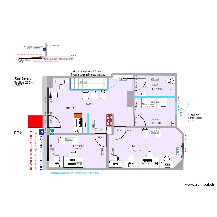 CENTRE OPHTALMOLOGIQUE DE L'OBSERVATOIRE APRES TRAVAUX. Plan de 10 pièces et 62 m2