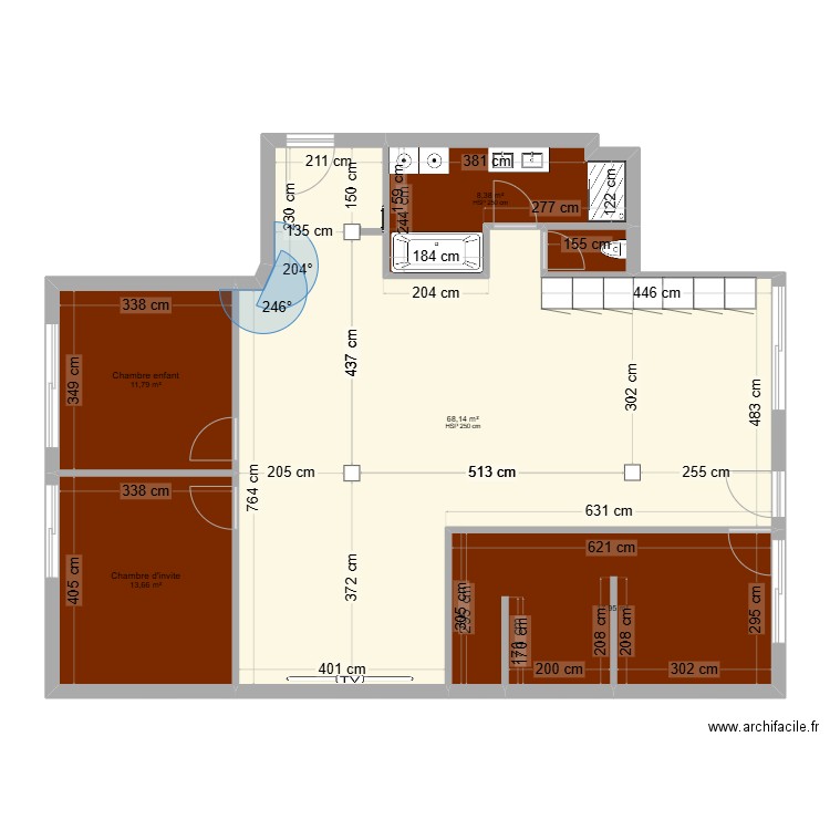 Loft Toulouse. Plan de 6 pièces et 121 m2