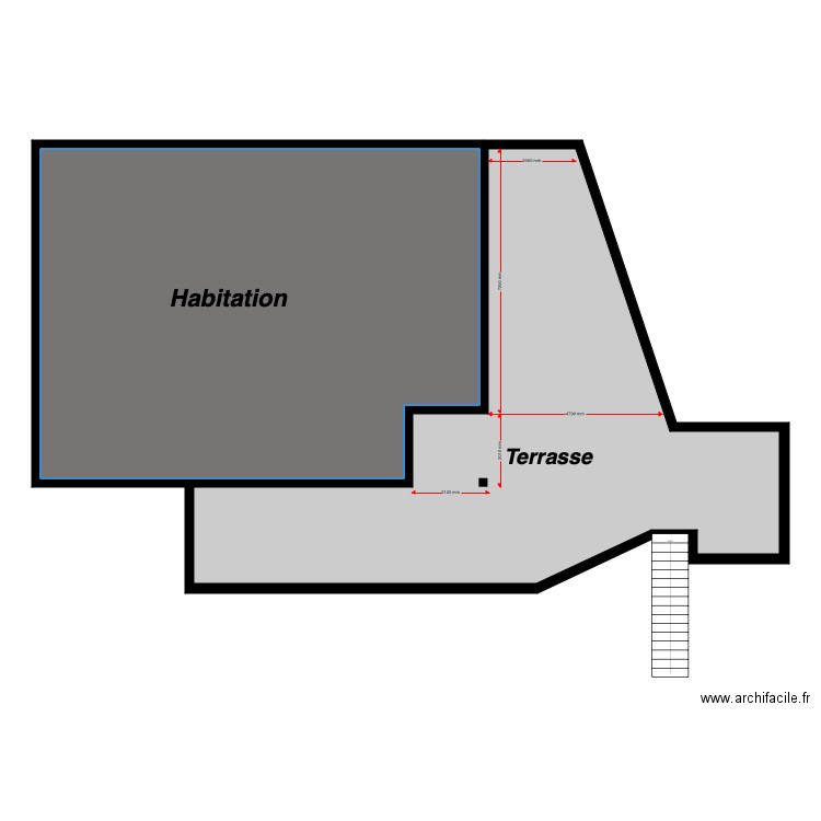 Vue dessus avec mesures. Plan de 0 pièce et 0 m2
