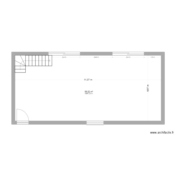 Rez lot A Saint Georges vide. Plan de 1 pièce et 55 m2