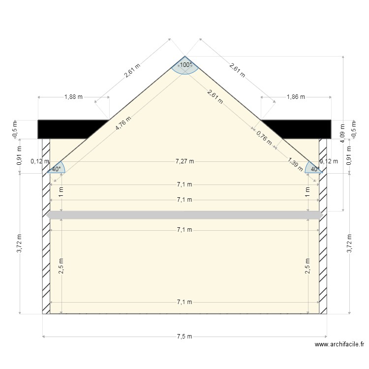 GABARI PIGNON 2. Plan de 7 pièces et 38 m2