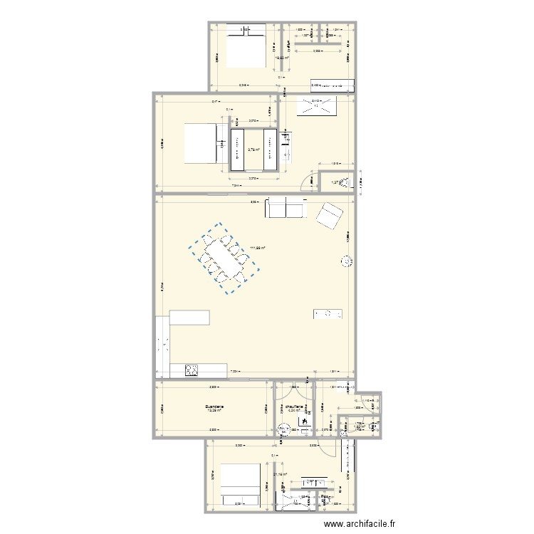 Maison Perigord5. Plan de 8 pièces et 177 m2
