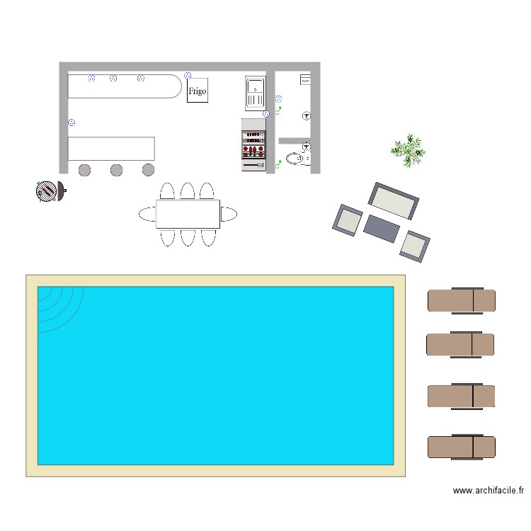 plan pool house intérieur. Plan de 0 pièce et 0 m2