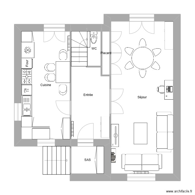 Mallek RDC. Plan de 6 pièces et 63 m2