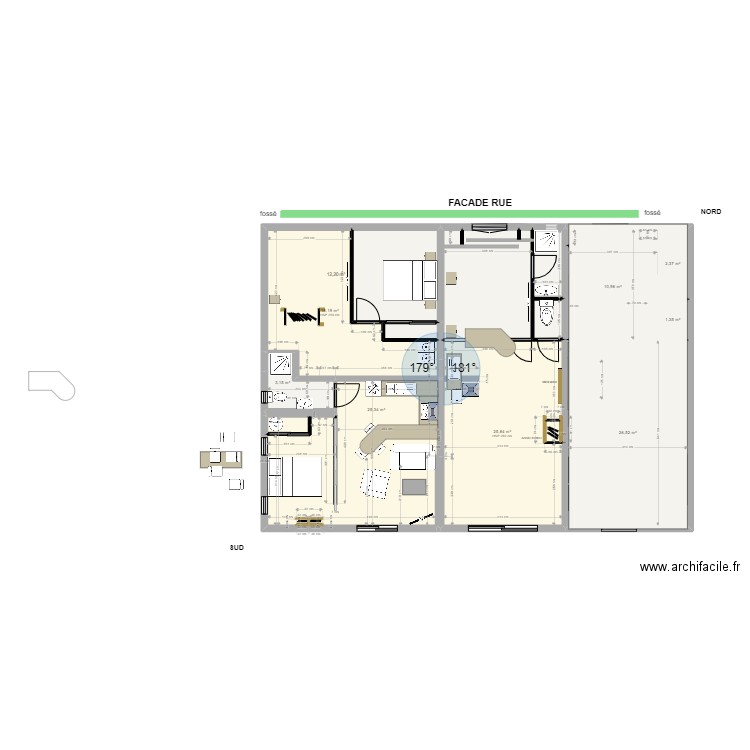 Yvrac SSOL Projet avec Sandie version petit travaux rapide. Plan de 16 pièces et 141 m2