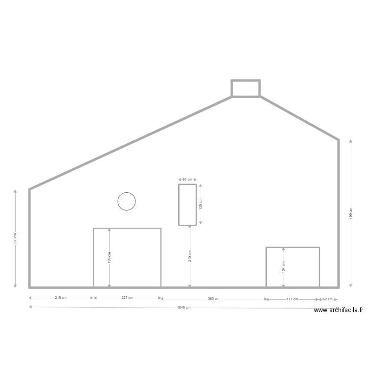 Projet Loquet P Façade Ouest après travaux. Plan de 4 pièces et 8 m2