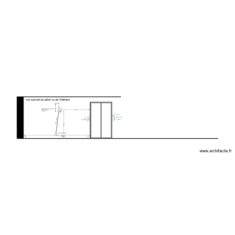 mur sud intérieur. Plan de mur sud intérieur. Plan de