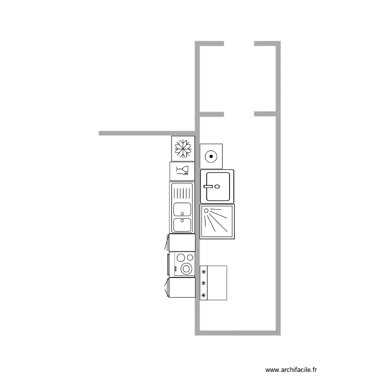 cuisine et buanderie. Plan de 