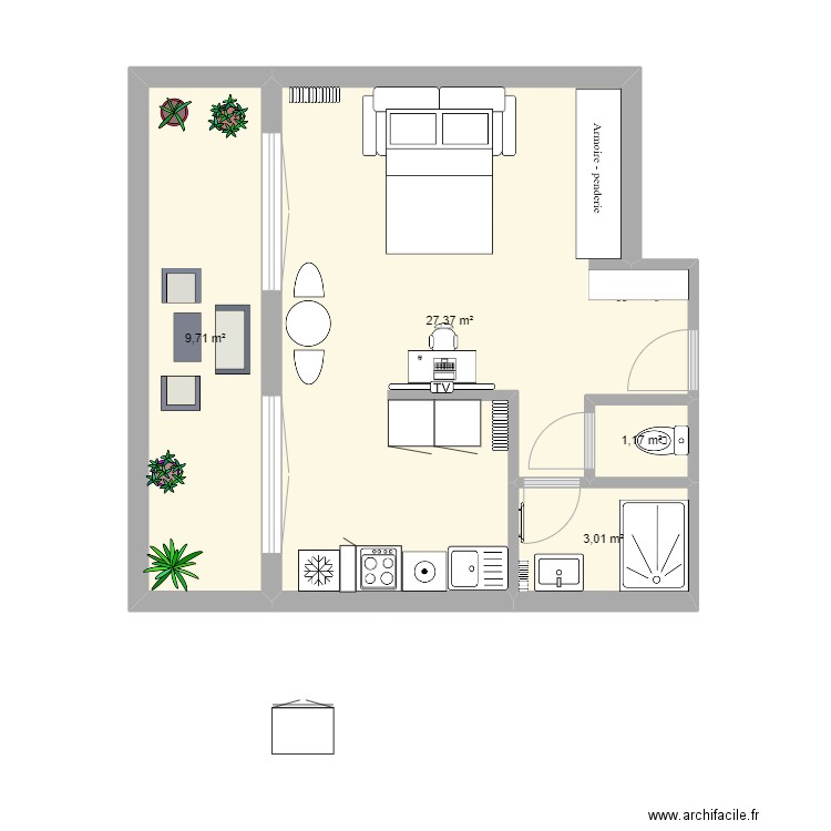 astrolabe T1. Plan de 4 pièces et 41 m2