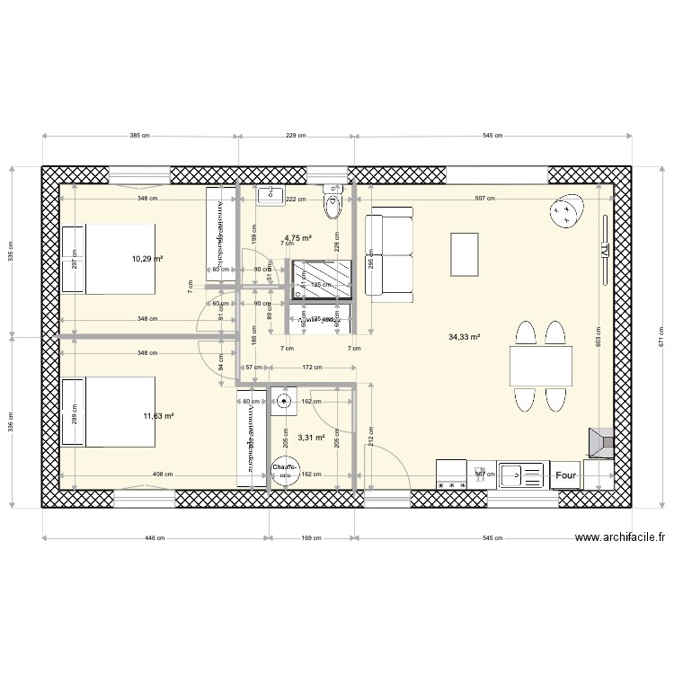 sabathier prima 2-65. Plan de 5 pièces et 64 m2