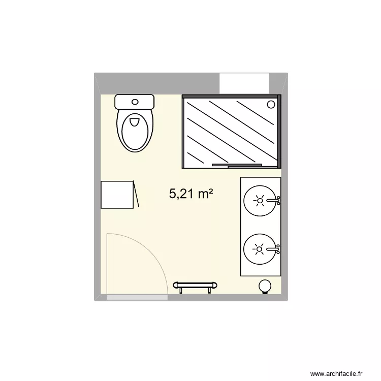 salle de bains version d&eacute;finitive Capouli&eacute;. Plan de 