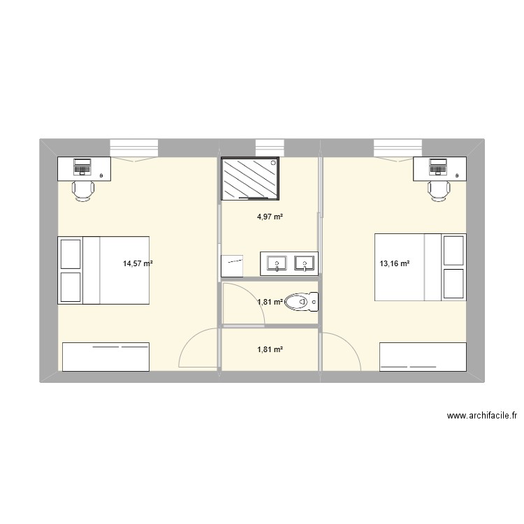 EXTENSION 2. Plan de 5 pièces et 36 m2