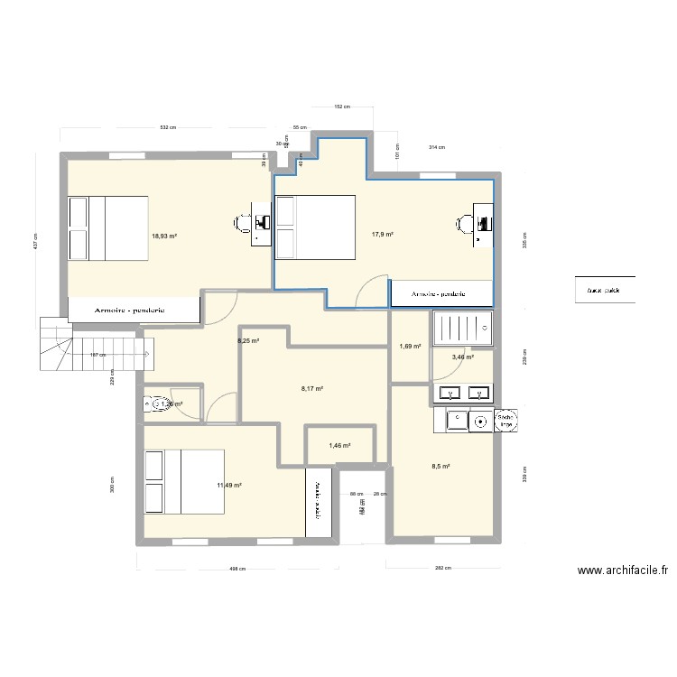 pornichet de gaulle 1er. Plan de 10 pièces et 81 m2