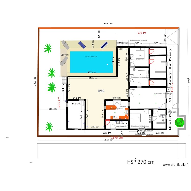 ndangane 5. Plan de 11 pièces et 195 m2