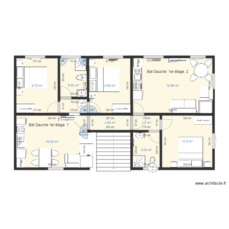 Batiment Gauche 1er étage 1 et 2 OKk. Plan de 0 pièce et 0 m2