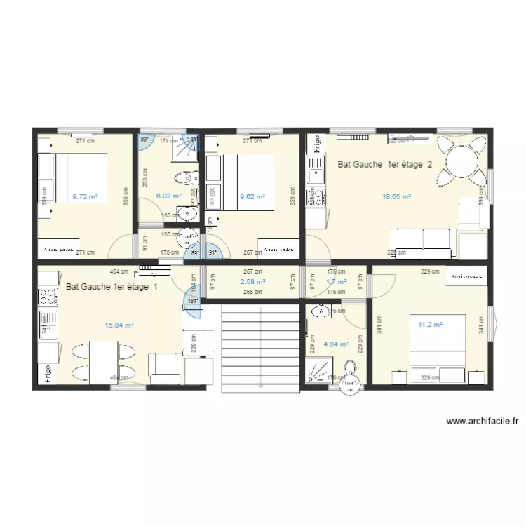 Batiment Gauche 1er &eacute;tage 1 et 2 OKk. Plan de 