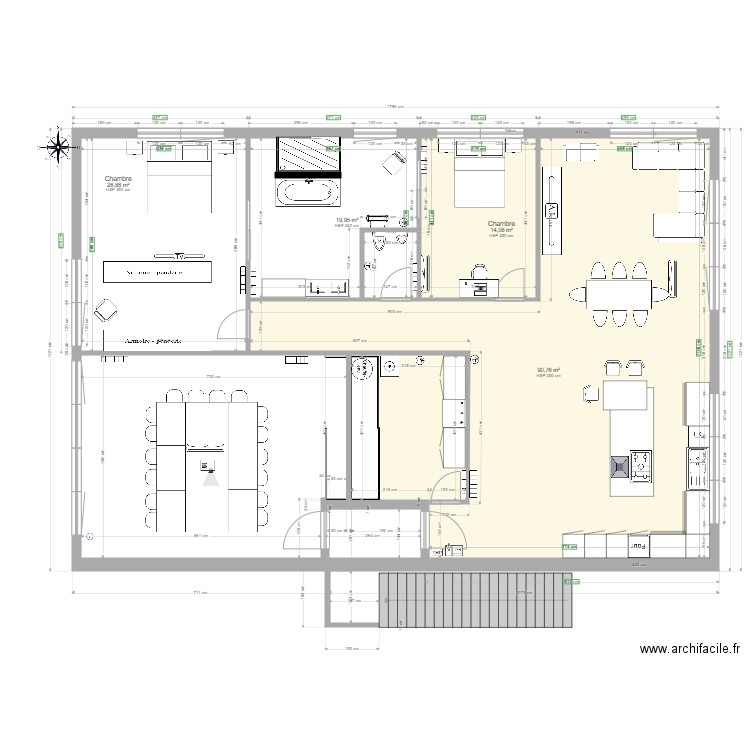 dacof 20 . Plan de 4 pièces et 152 m2