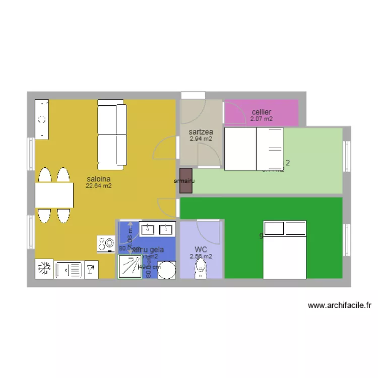 apartamendua justu mur porteur iso. Plan de 
