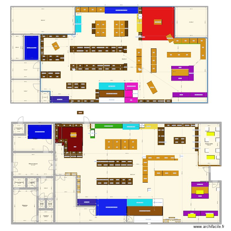 Plan final 05/01/23 avec place pour chambre froide et comptoir supplémentaire. Plan de 20 pièces et 850 m2
