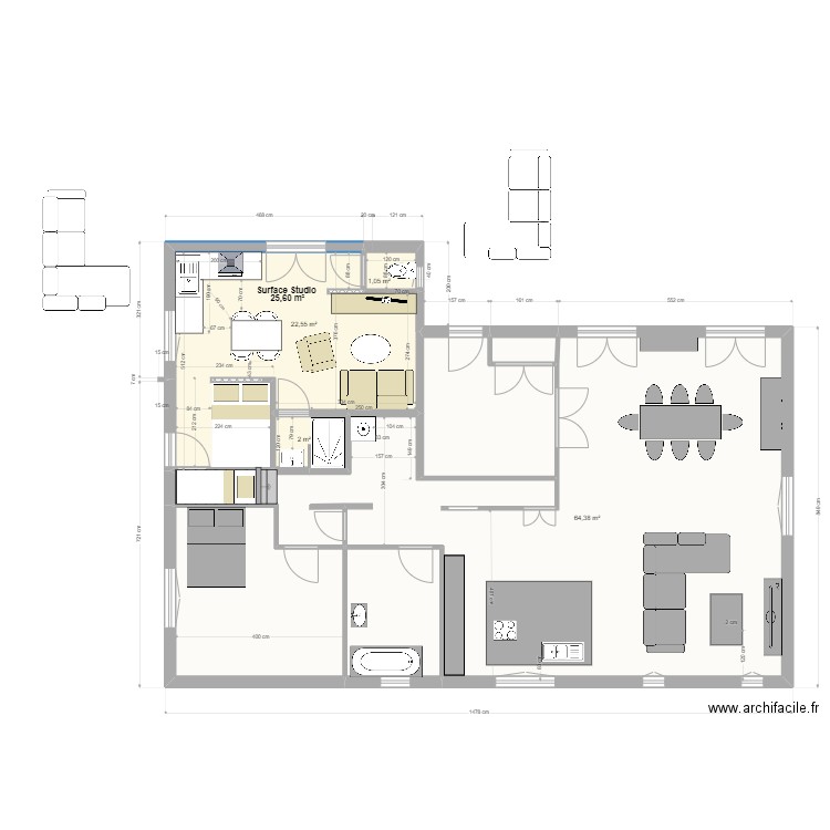                    Yvrac RDC 22 AVRIL 2021. Plan de 8 pièces et 121 m2