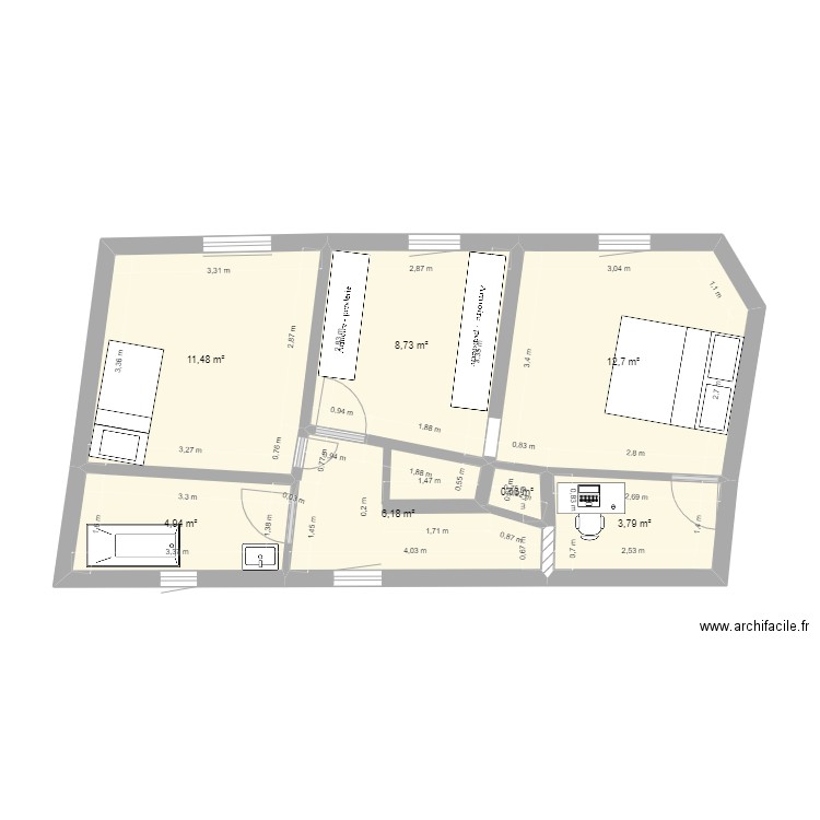 plan étage proet. Plan de 0 pièce et 0 m2
