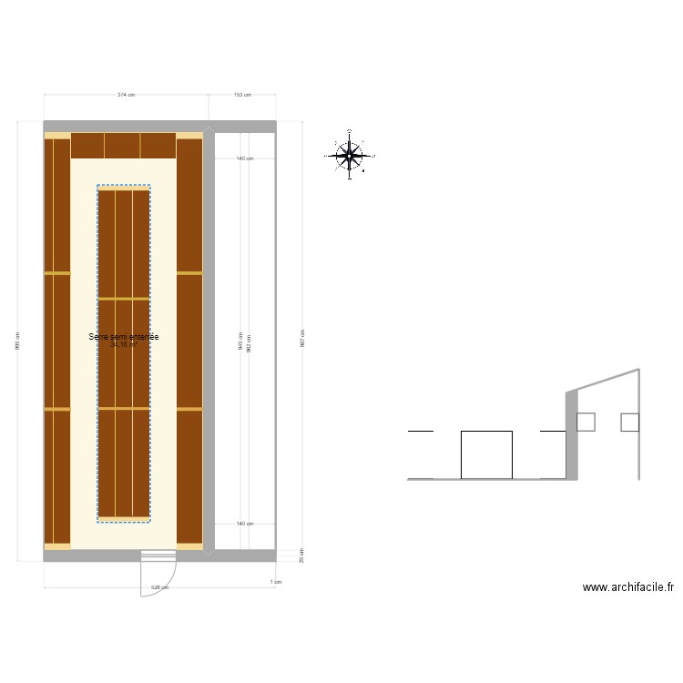 Serre semi enterrée. Plan de 0 pièce et 0 m2