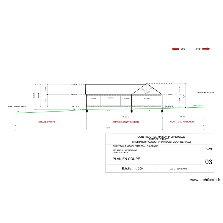 COUPE. Plan de 0 pièce et 0 m2
